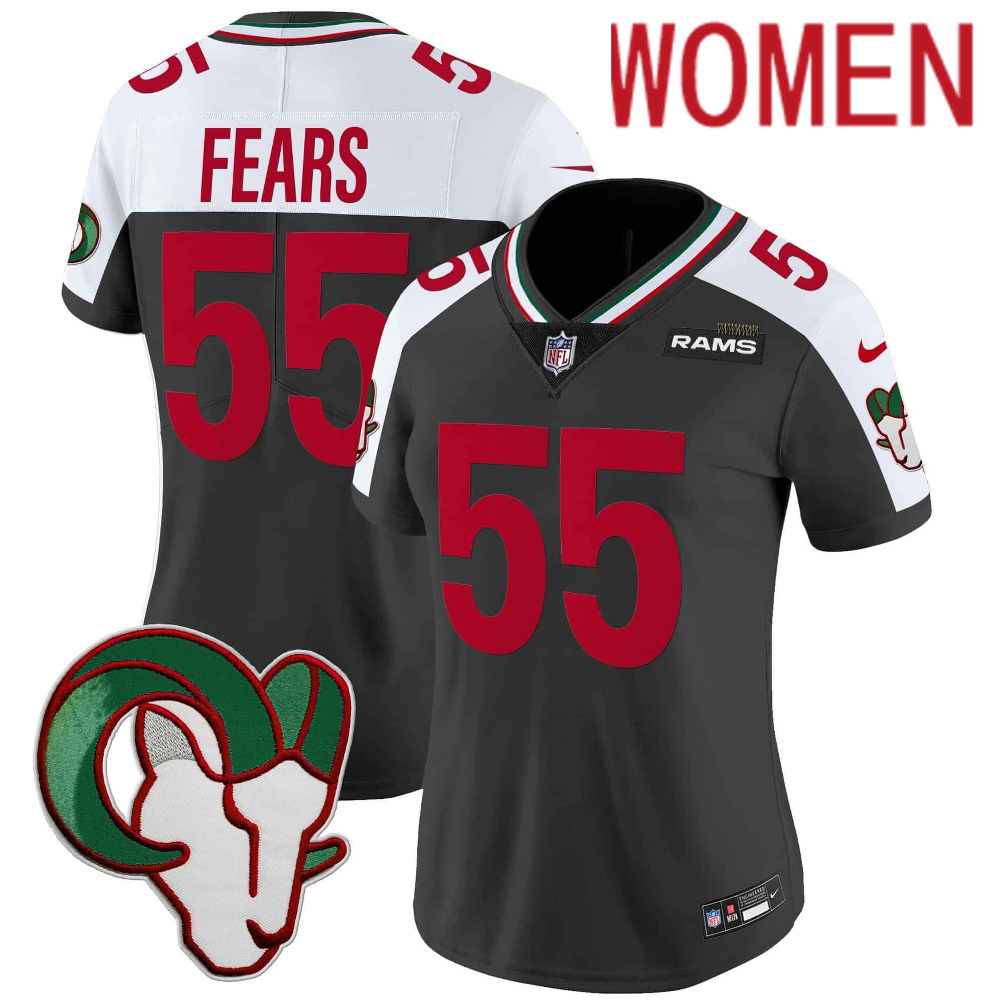 Women Los Angeles Rams #55 Fears Black 2024 Nike Mexico Vapor Limited NFL Jersey style 1